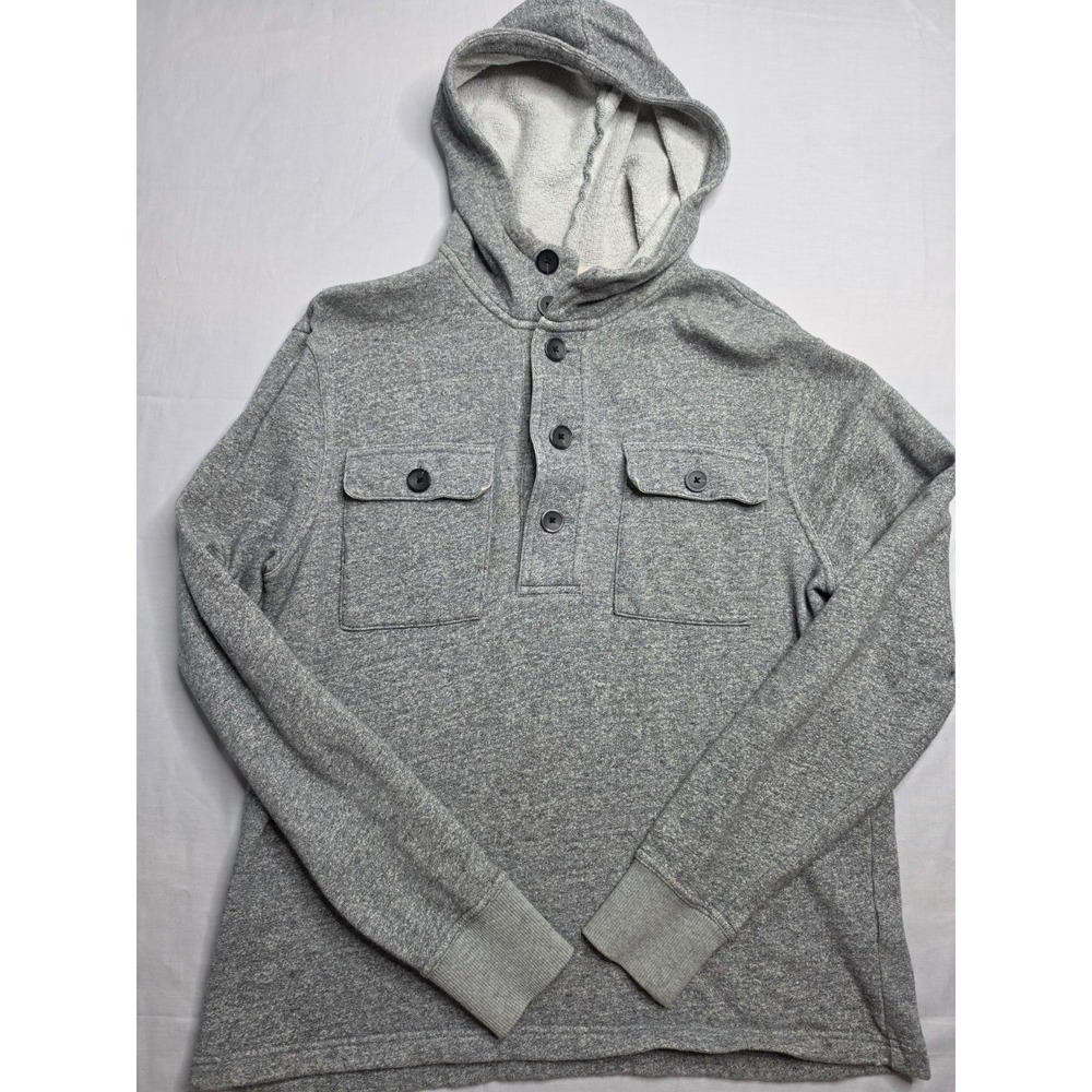 Banana Republic Hoodie Men's Medium Gray Cotton Fleece Lined Long Sleeve Casual - Picture 1 of 7